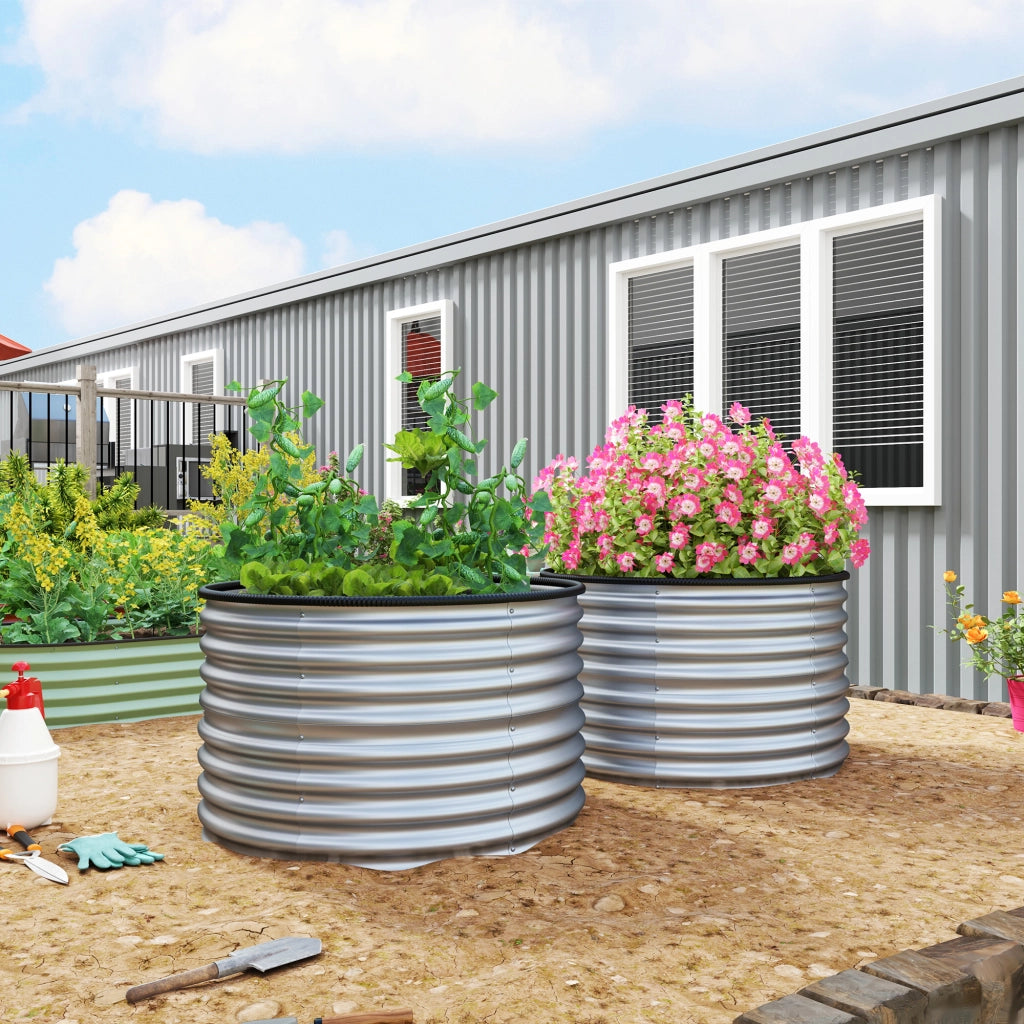Kit 2 Giardiniere Rialzate ¨C zephmum ¨C Argento Acciaio Galvanizzato 90x90x56 cm