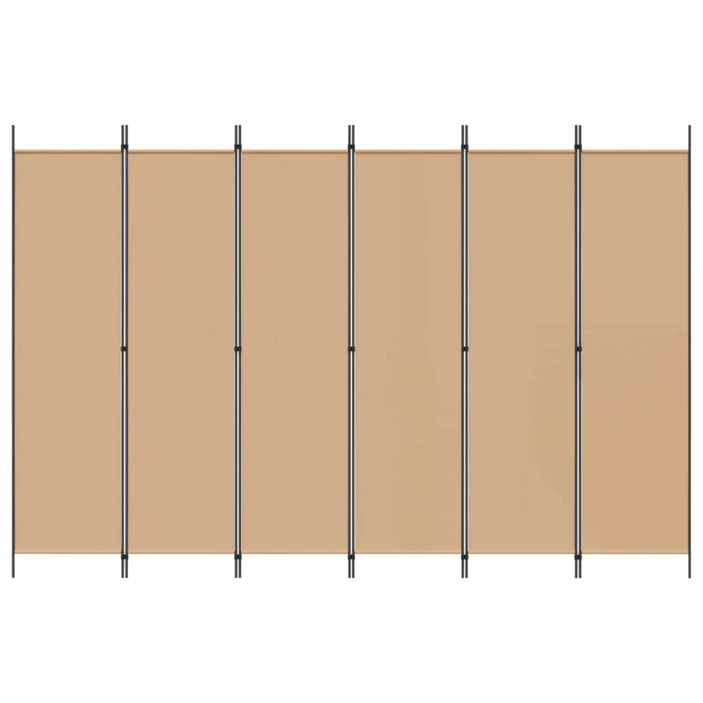 Divisore per Stanza a 6 Pannelli Beige 300 x 200 cm Tessuto