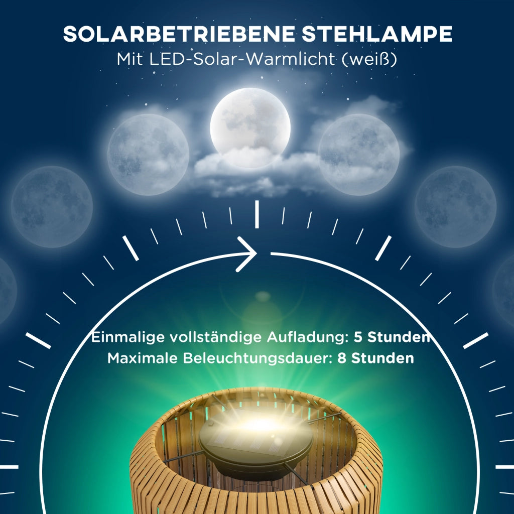 Lampada Solare da Giardino in Rattan ¨C zephmum ¨C Nero/Giallo ?34x130cm