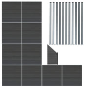 Pannelli Recinzione x10, Elemento Angolare & 12 Pali Metallo 185cm Grigio