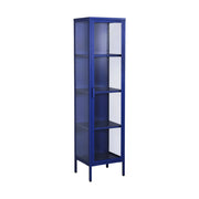 Vetrina in acciaio e vetro temperato con 1 anta, 160cm, blu