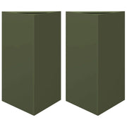 Fioriera aiuola rialzata fioriera aiuola giardino terrazza set da 2 triangolare verde oliva 50 x 43 x 75 cm acciaio verde 02_0039091