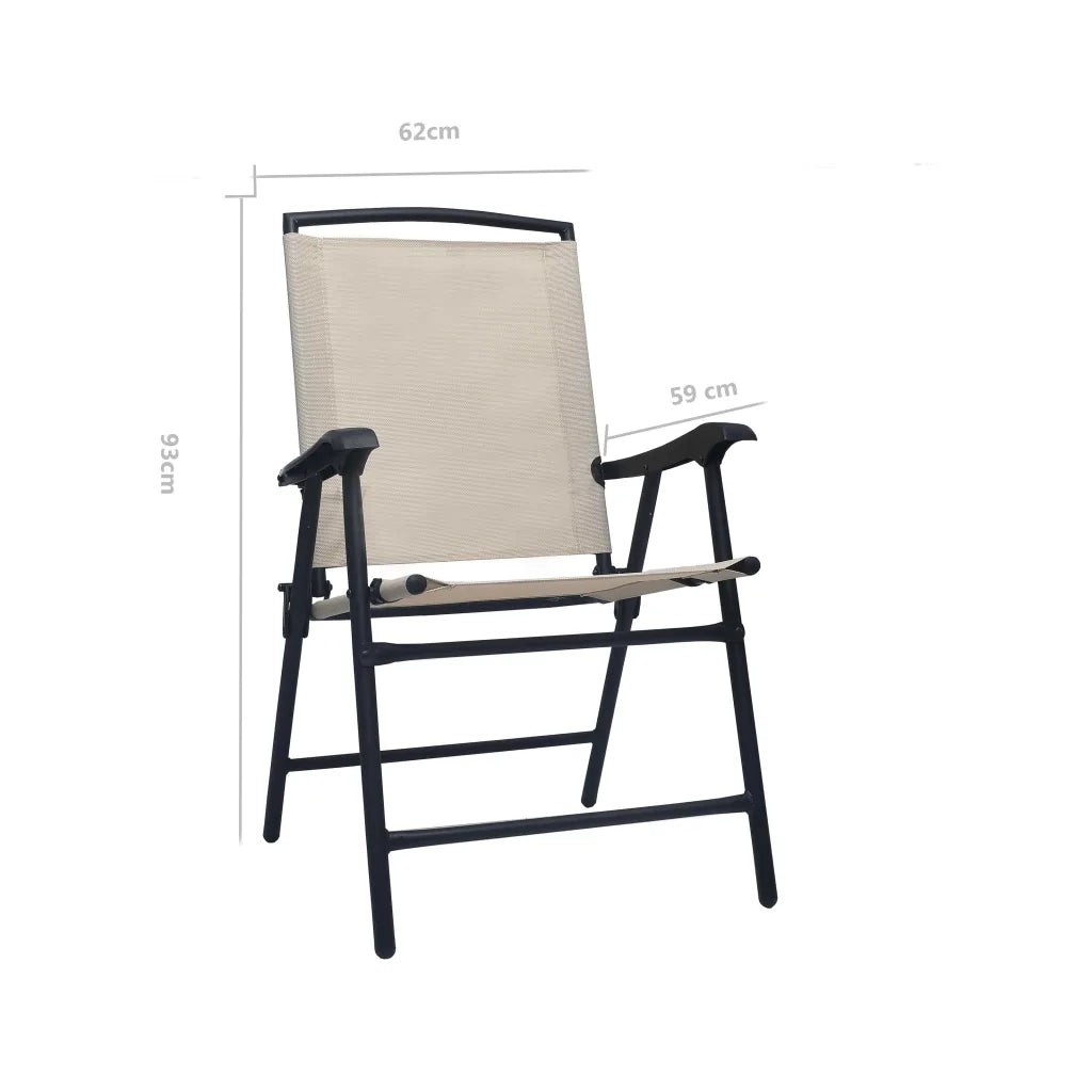 Sedie da Giardino Pieghevoli 2 pz | Sedie da Esterno in Textilene Crema
