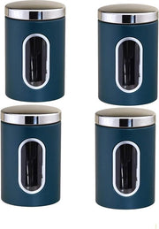 Set di conservazione in acciaio inossidabile, 4 pezzi, contenitore per conservazione di cereali, tè, grano, alimenti in scatola, design petrol, capacità 1/1,5/2,0/2,5 litri
