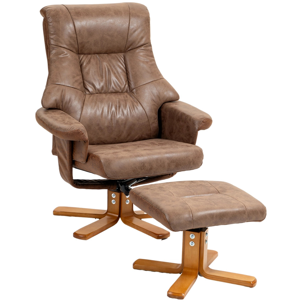 Poltrona relax reclinabile 135' girevole 360' con poggiapieds ¨C zephmum ¨C marrone
