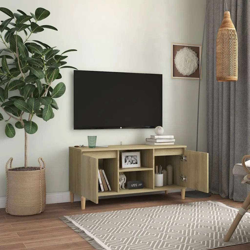 Mobile TV | Armadietto TV | Mobile Porta TV con Gambe in Legno Rovere Sonoma 103,5x30x50 cm