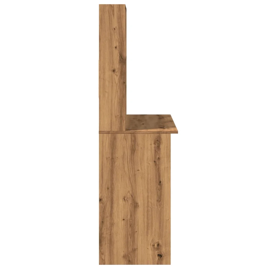 Scrivania da ufficio postazione di lavoro mobile per computer scrivania da studio con ripiani rovere lavorato a mano legno marrone ingegnerizzato 02_0023486