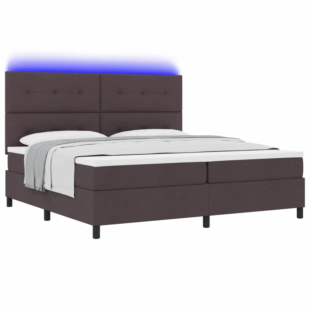 Letto a molle con testiera Marrone scuro 200 x 200 cm Tessuto 3342896