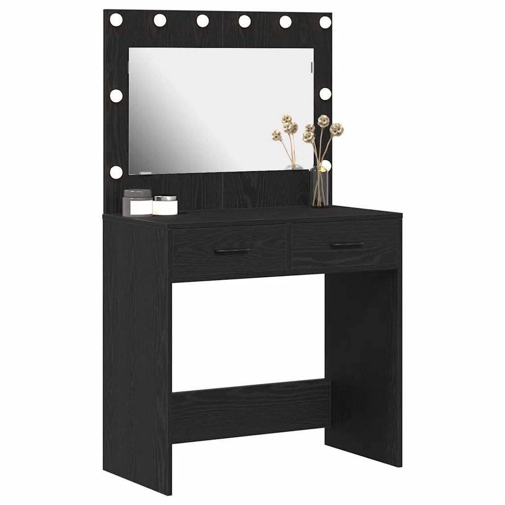 Tavolo da Trucco con cassetto Rovere Nero 78,5 x 41 x 135 cm 865029