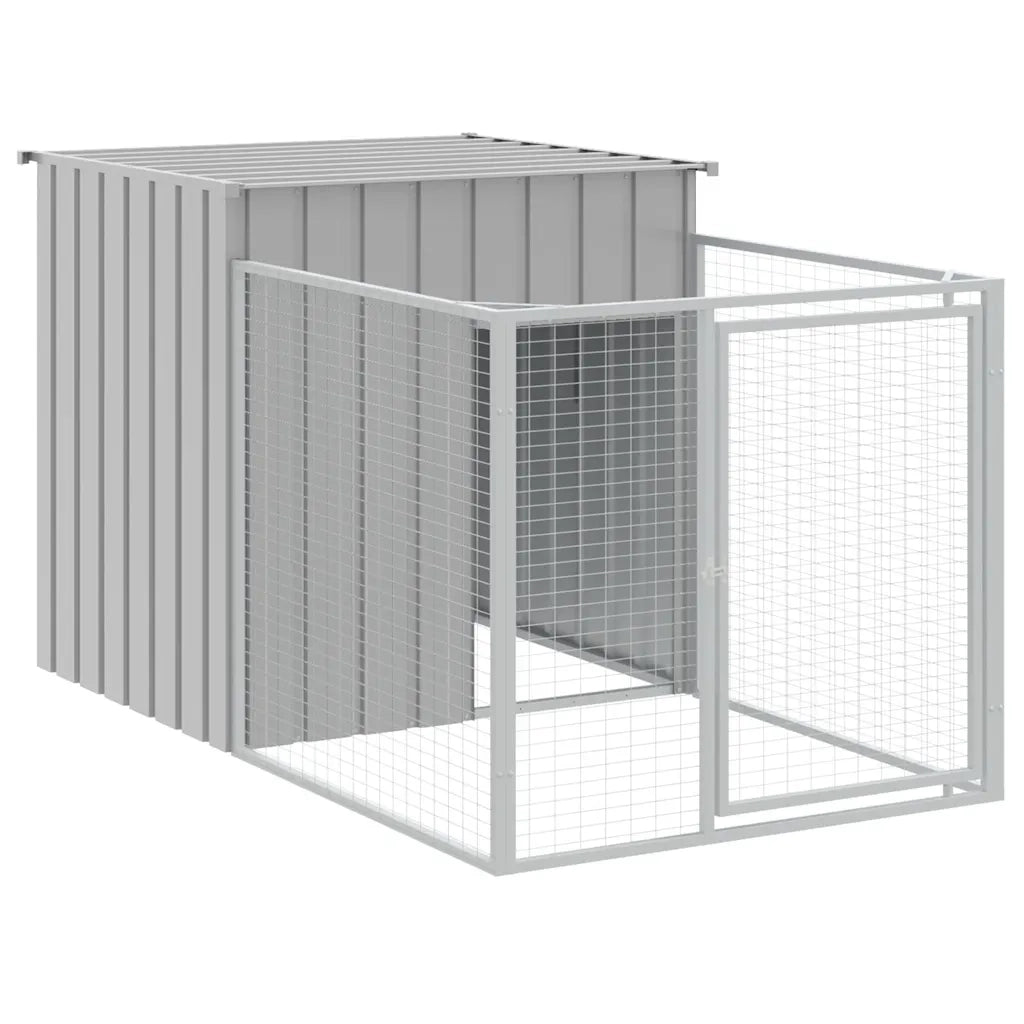 Cuccia per cani con recinto grigio chiaro 110x201x110 cm in acciaio zincato 172358