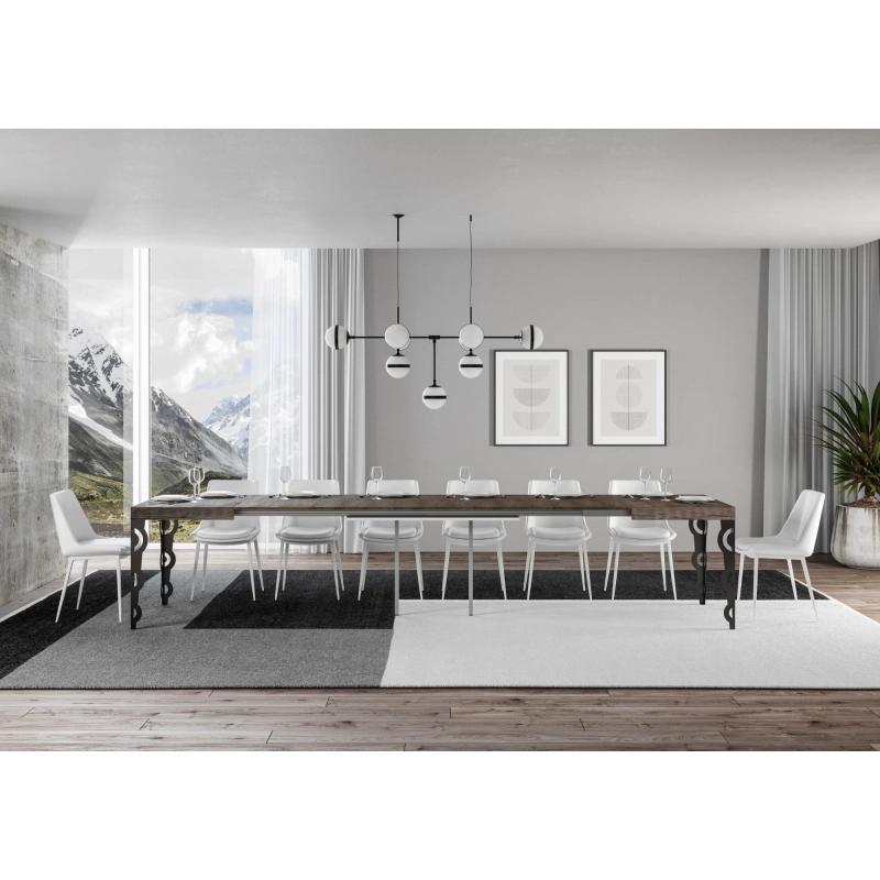 Tavolo allungabile 90x130/390 cm Karamay telaio Antracite - Noce