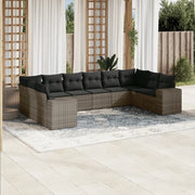 Set Divano da Giardino 10 pz con Cuscini Grigio in Polyrattancod mxl 113209