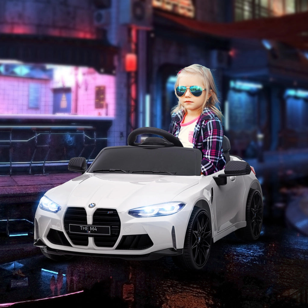 Auto Bambino Elettrica BMW M4 ¨C Minimal ¨C Bianco, Con Luci e Suoni, Telecomando