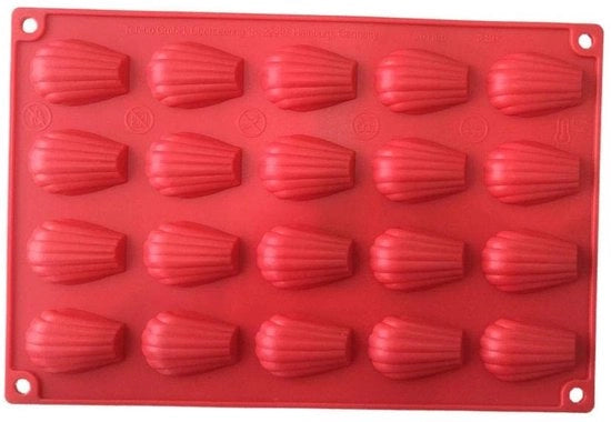Forma per Torta in Silicone 30x20x2 cm - Non Aderente - Forma per Madeleine - 20 Cavità - Strumento per la Cottura