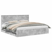 Letto matrimoniale | Letto per adulti | Struttura del letto con cassetto Grigio cemento 200 x 200 cm
