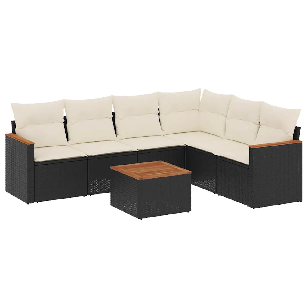 Set Divani da Giardino con Cuscini 7pz Nero Polyrattan 3258409