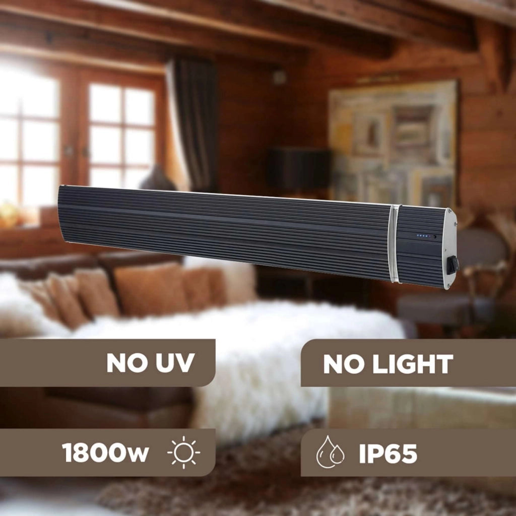 Sined Calore Nero 1800 Wifi Riscaldatore Wifi a Infrarossi Per Esterno In Alluminio Da 1800w Onde Lunghe Nessuna Emissione Di Luce Adatto Per Uso Allaperto Con Telecomando Protezione Ip 65