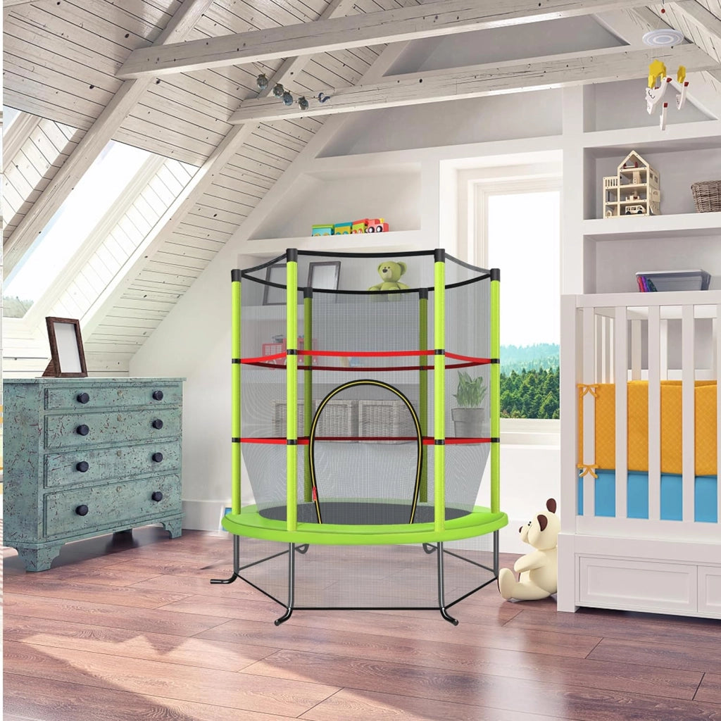 Trampolino per Bambini 3-6 Anni, Tappeto Elastico Bambini con Rete di Sicurezza e Chiusura a Cerniera, Saltarello da Esterno in Acciaio Zincato, Portato 135 kg, 165x165x161 cm
