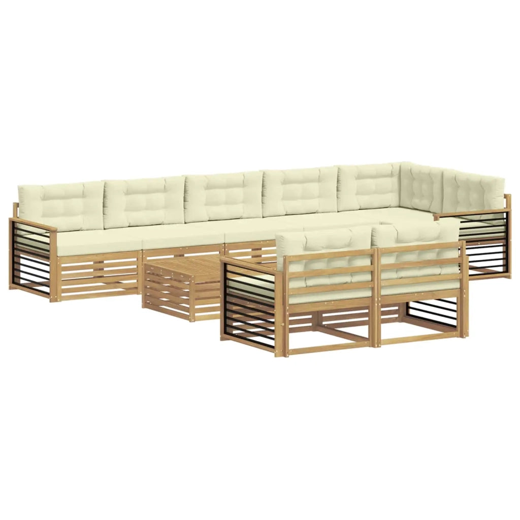 Set di divani da esterno 9 pz Bianco e Crema Poliestere 3390735