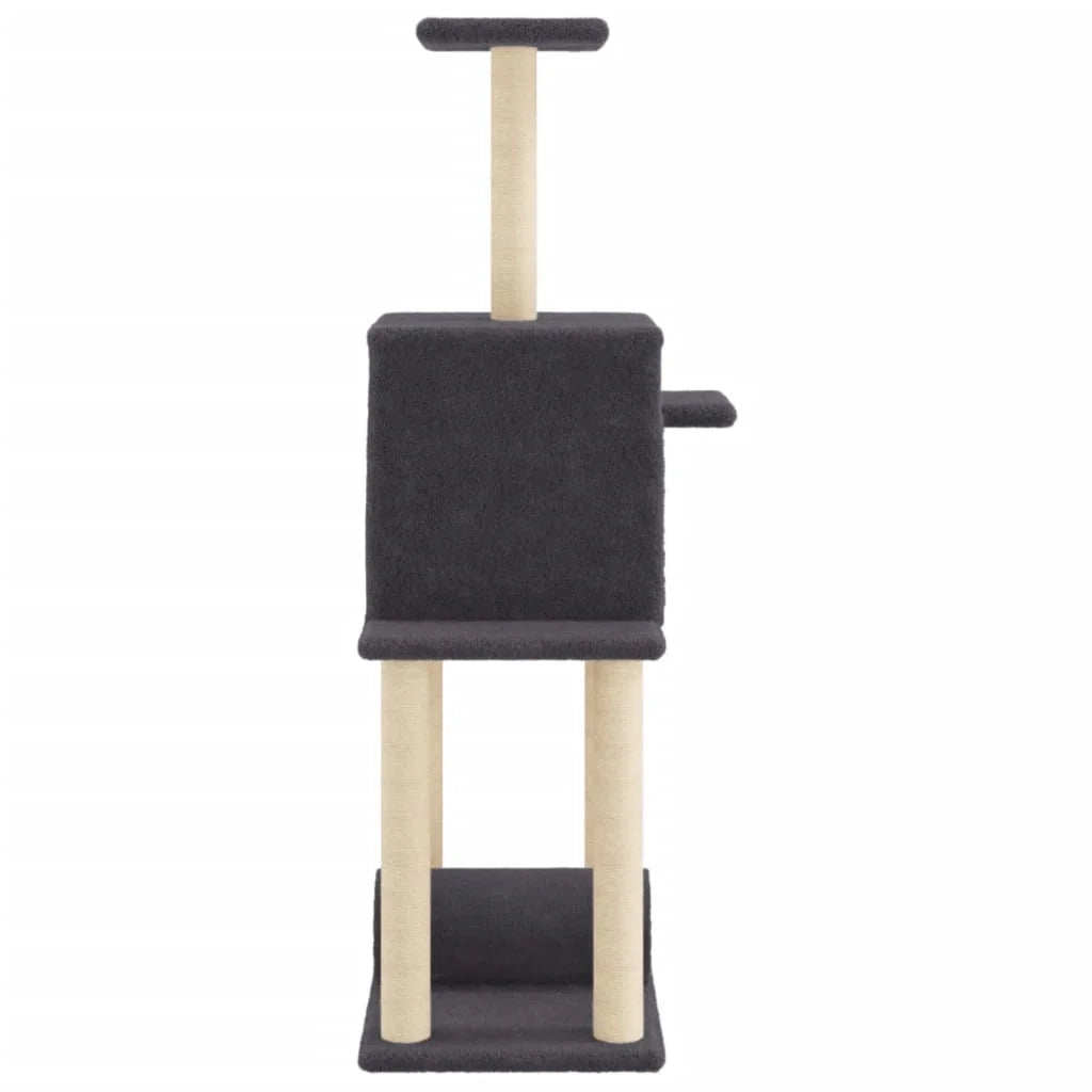 Tiragraffi per gatti torre per arrampicata giocattolo piattaforma per arrampicata con tiragraffi in sisal scuro 122 cm grigio 02_0022649