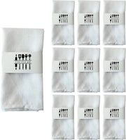 Set di tovaglioli in lino da 10 - Bianco - 40 x 40 cm - Lavabile - Fatto a mano - Lino di cotone - Per uso domestico