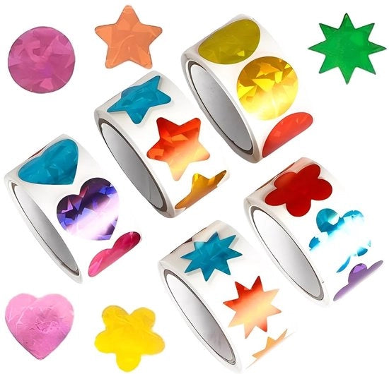 1000 pezzi di adesivi per stelle, adesivi di premio, adesivi per bambini, adesivi lucidi, adesivi di chiusura, adesivi colorati, idonei per insegnanti, studenti, scrapbooking, cartoline fai da te (2,5 cm)
