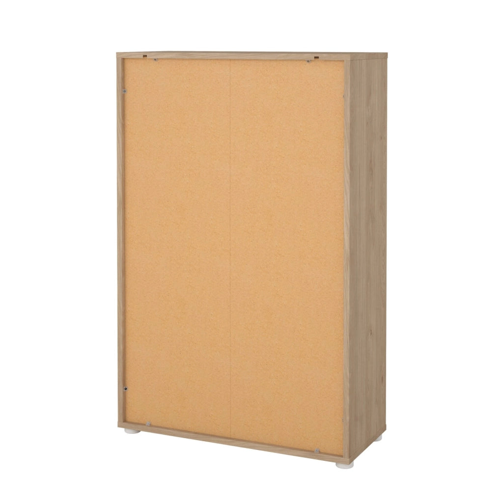 Credenza Canossa, Buffet da soggiorno, Madia da salotto, Dispensa da cucina, 80x34 h124 cm, Rovere e Bianco