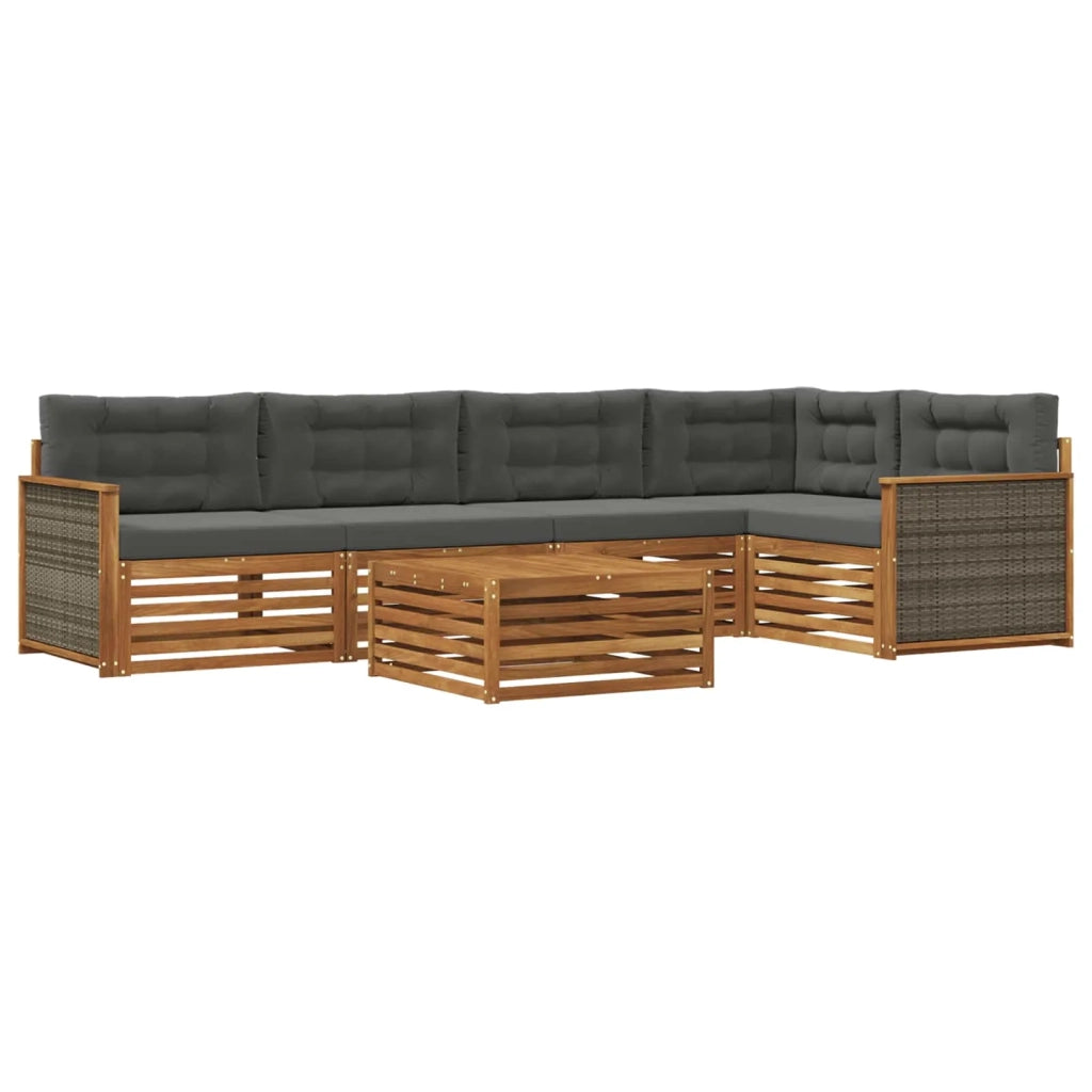 Set di divani da esterno con cuscino 6 pcs Naturale e Antracite