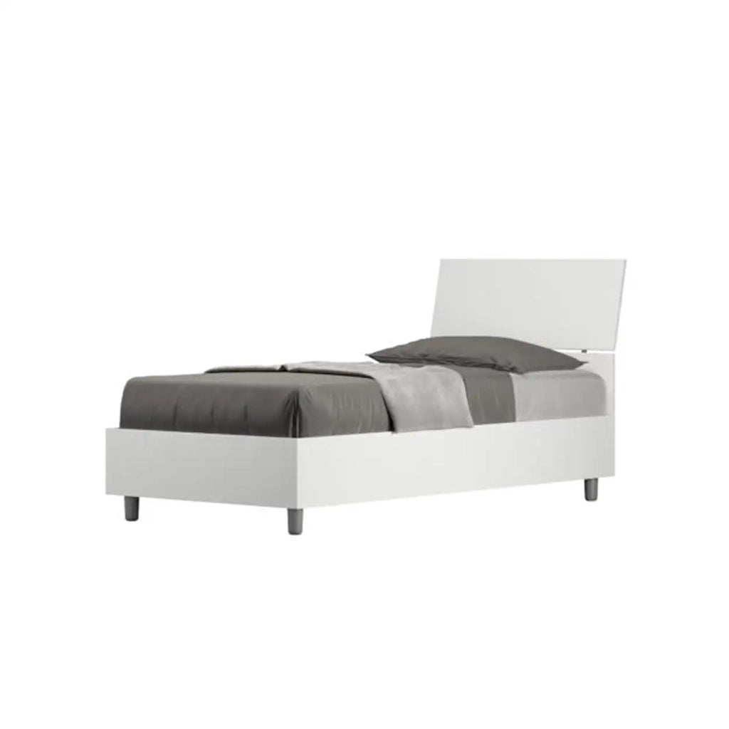 Letto singolo senza rete 80x200 testata inclinata bianco frassino Demas