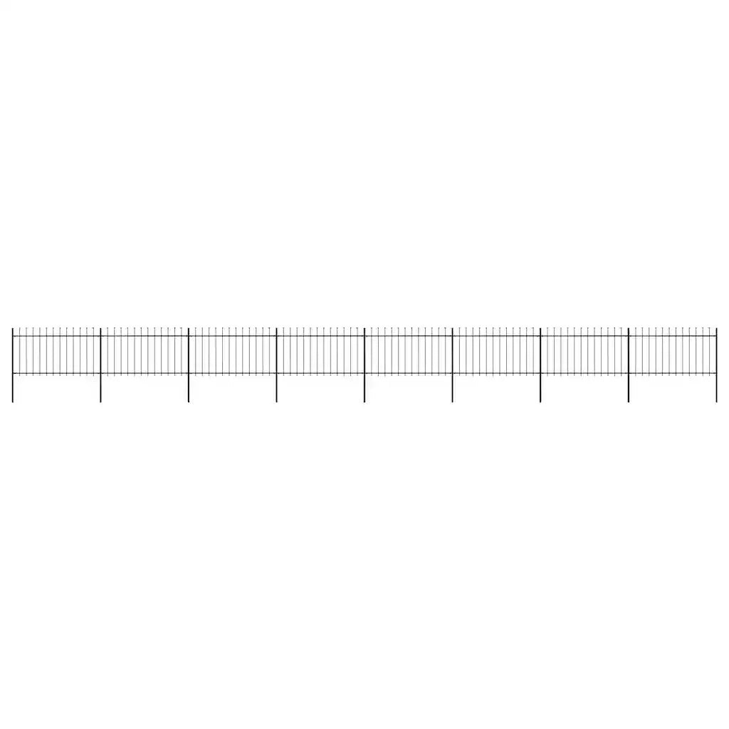 Recinzione da Giardino con Punta a Lancia in Acciaio 1339x100 cm Nera 277618