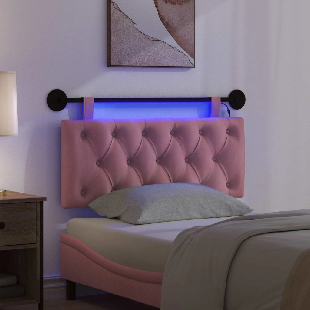 Testiera sospesa Con luce LED Rosa Velluto