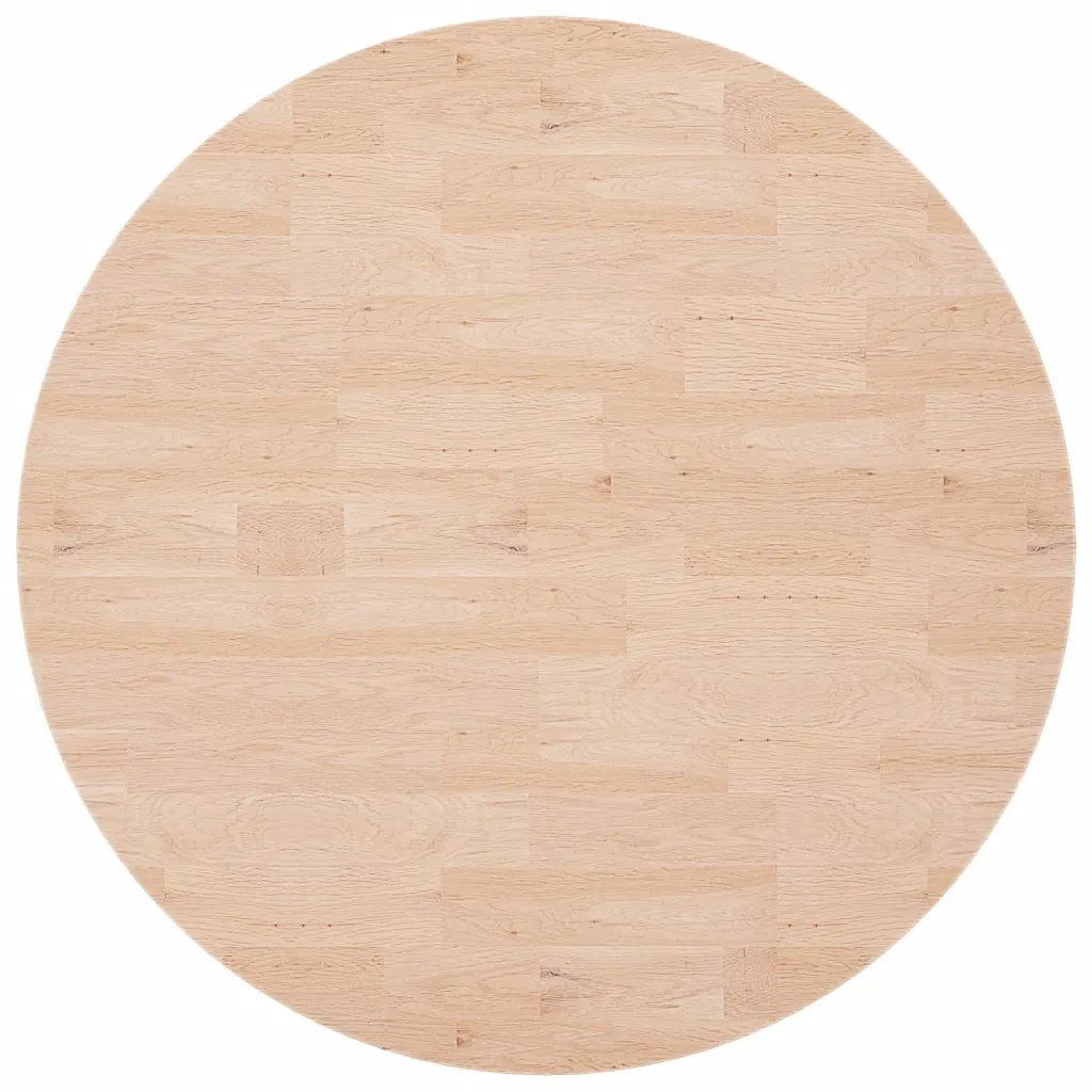 Piano Tavolo Rotondo Ã˜90x2,5 cm Massello di Rovere Non Trattato