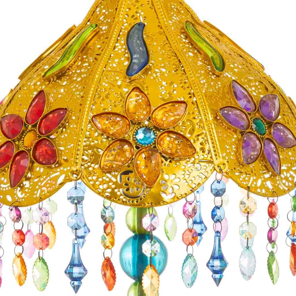 Lampada in metallo con perline in cristallo acrilico colorato 30x30x50