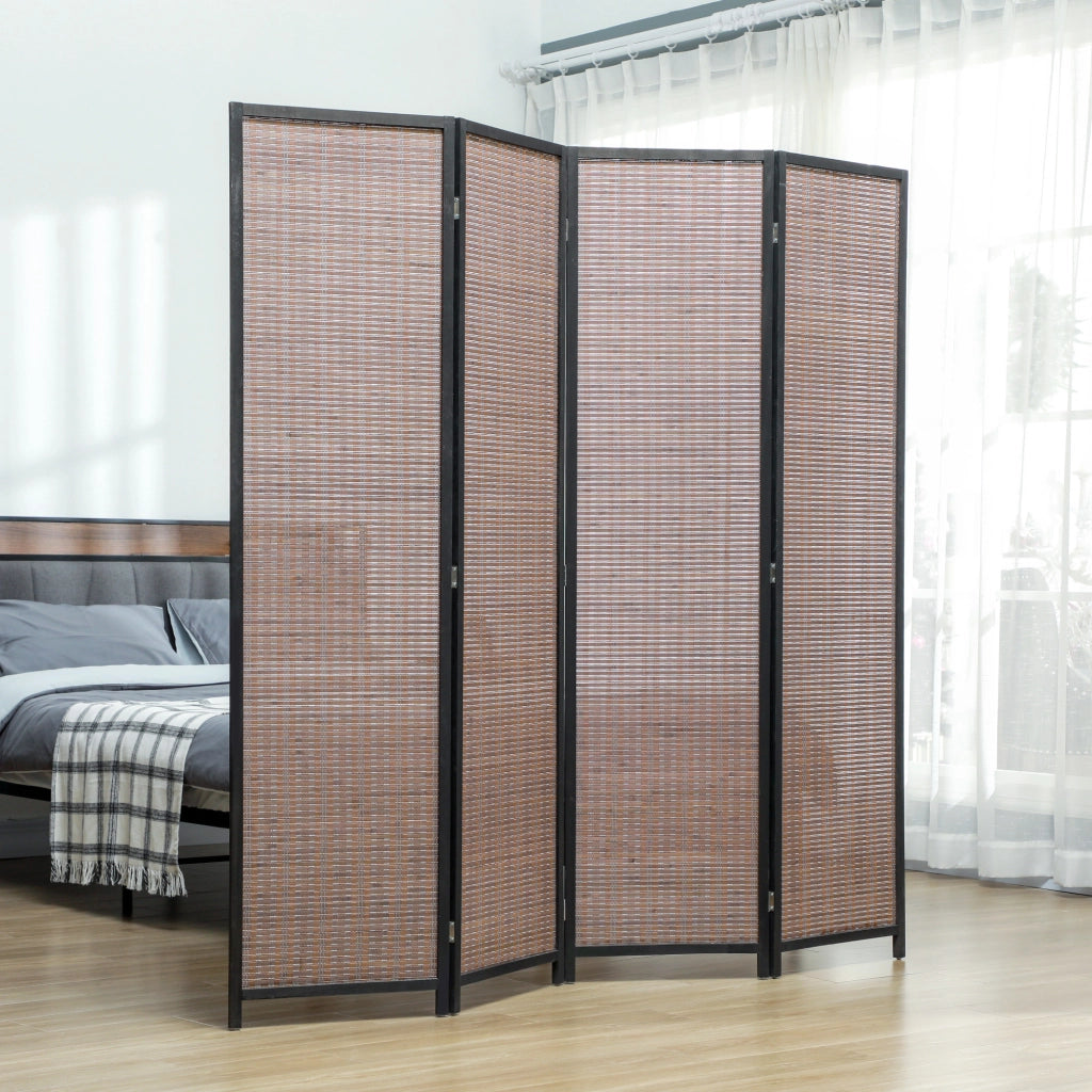 Paravento a 4 pannelli in legno separatore di ambiente pieghevole ¨C zephmum ¨C marrone 180x180 cm