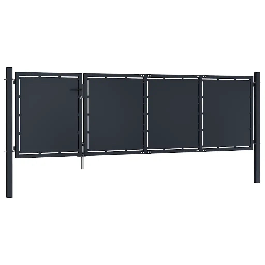 Cancello da Giardino in Acciaio 350x75 cm Antracite 144535