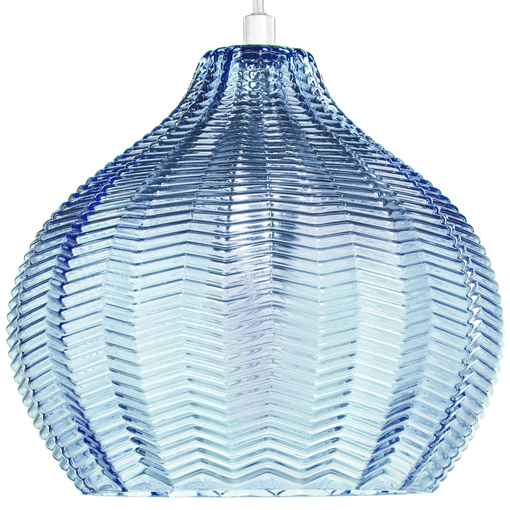 Lampada a sospensione con paralume in vetro blu Illuminazione retrò Luce a sospensione