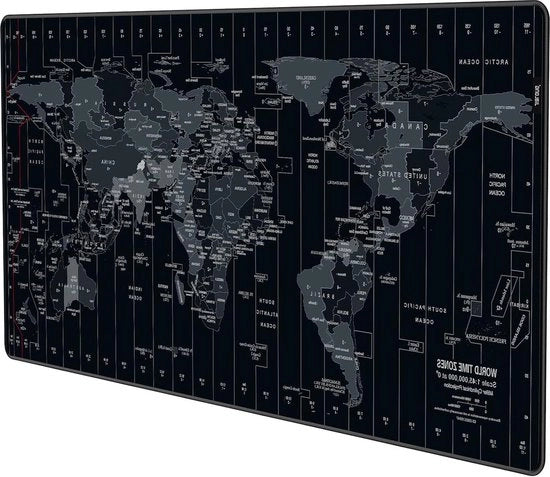 Muismat di grandi dimensioni 900x400x3mm Superficie morbida tessuto per migliorare la precisione velocità - Mappa del mondo nera - Scrivania da gaming