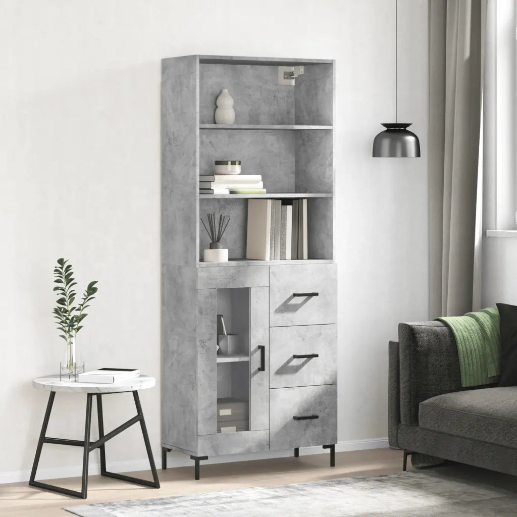 Credenza-Buffet-Armadio da cucina Grigio Cemento 69,5x34x180 cm in Legno Multistrato 215992