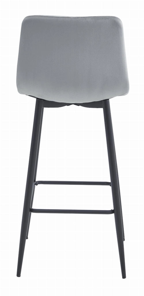 Sgabello da bar Valora KODA in velluto grigio argento con gambe in acciaio nero x1