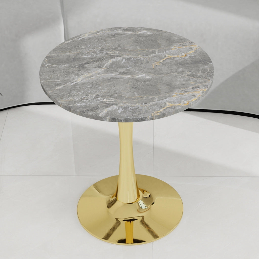 TAVOLO Laterale rotondo moderno, finitura oro, marmo artificiale