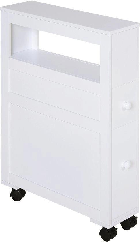 Mobiliato per bagno su ruote - Bianco - 2 cassetti - Carico di 20 kg