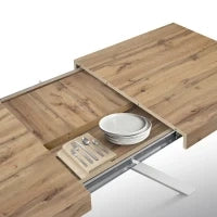 PAZZO DESIGN Tavolo Allungabile con Gambe Incrociate, Made in Italy, 160 x 90 x 74 cm, Rovere rustico con Gamba Bianca