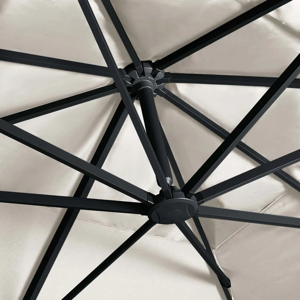 Ombrellone a braccio con luci LED alluminio 400 x 300 cm colore sabbia 02_0008451