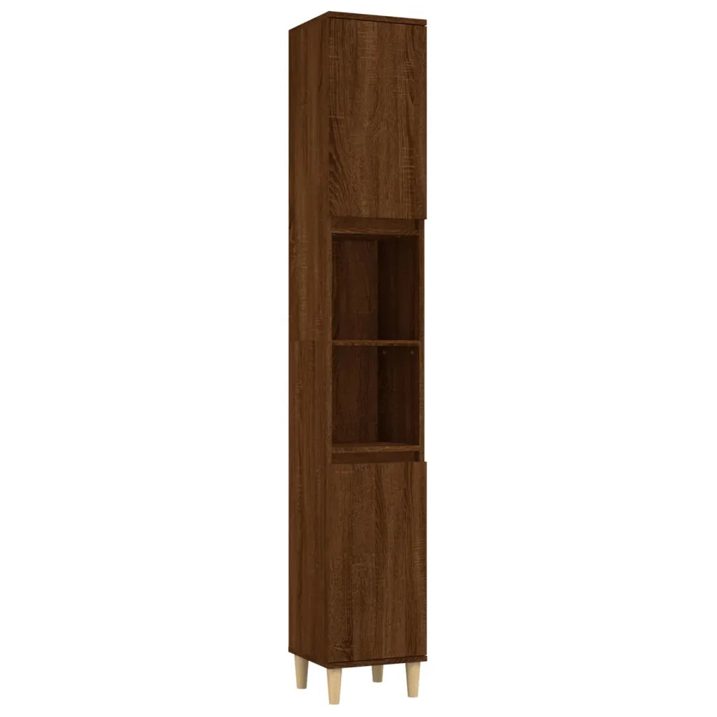 Set Mobili da Bagno 3 pz Rovere Marrone in Legno Multistrato 3185542
