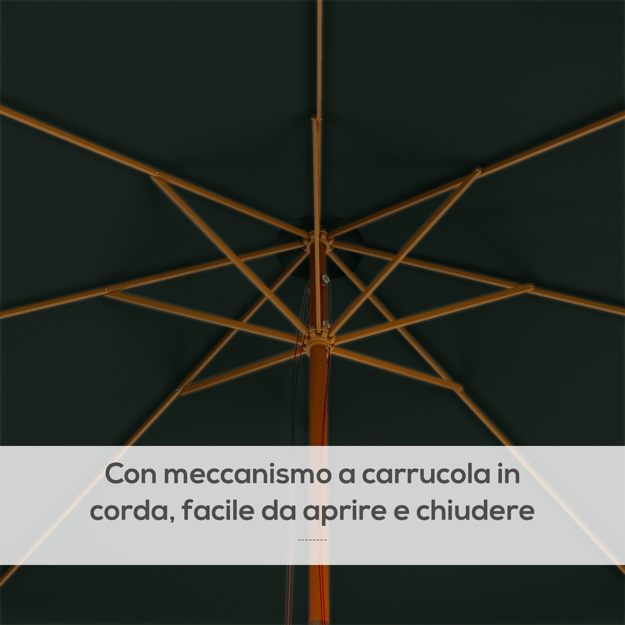 Ombrellone da Giardino Ø325x250 cm in Bambù e Poliestere Verde