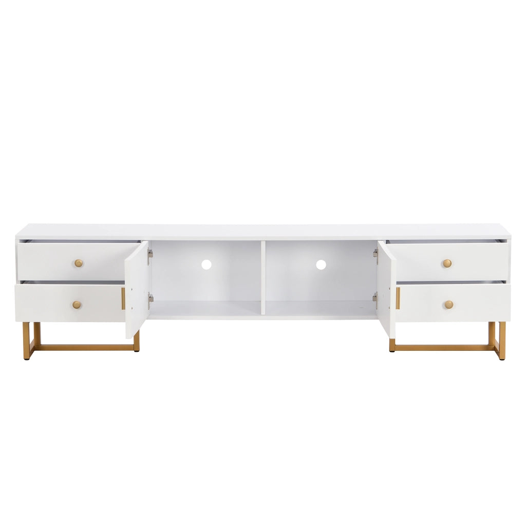 Mobile TV con 4 Cassetti e 2 Ante e Cerniere Ammortizzate; Stile Moderno; 175??30??46 cm; in MDF; Bianco