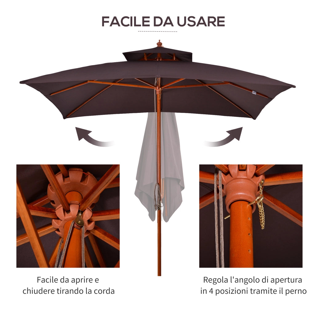 Ombrellone da Giardino e Terrazza ¨C zephmum ¨C Marrone 300x300 cm