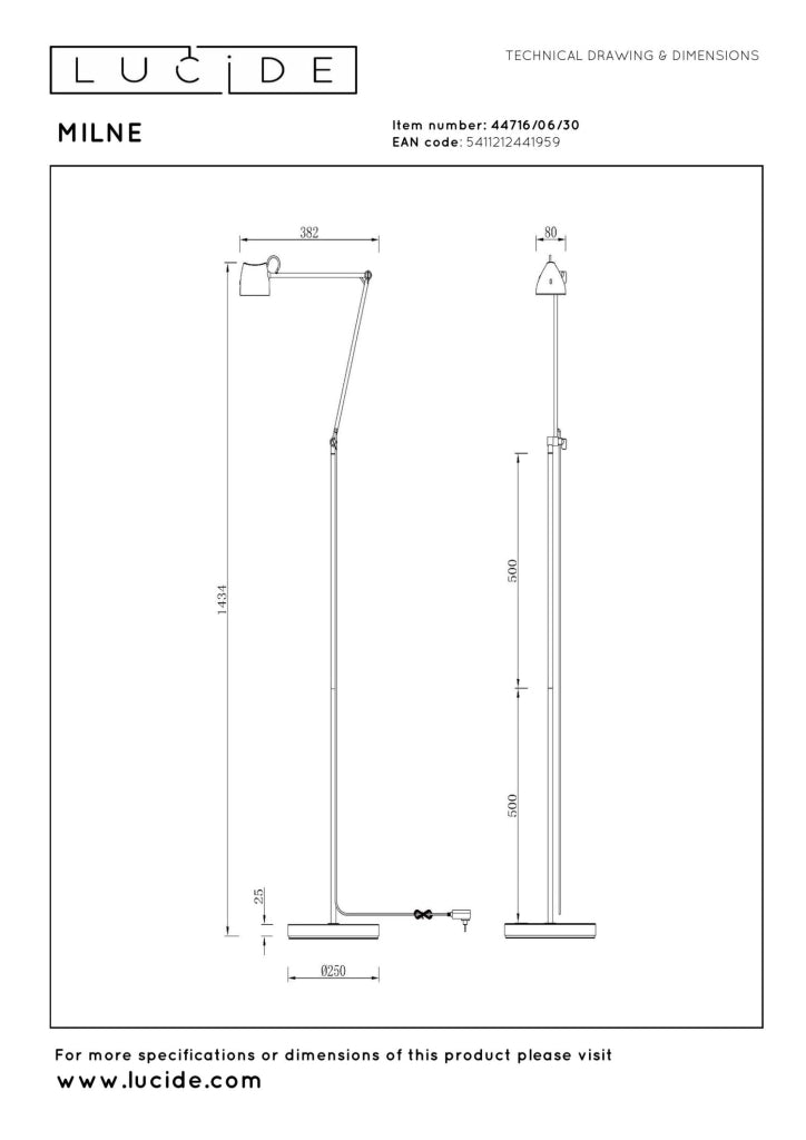 Lampada da terra LED industriale MILNE nera Lucide