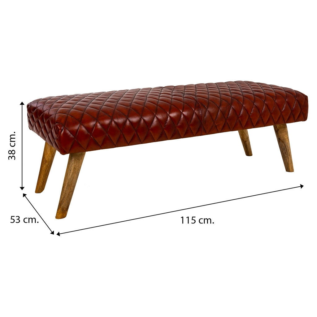 Sgabello in pelle rossa 115x53x38h