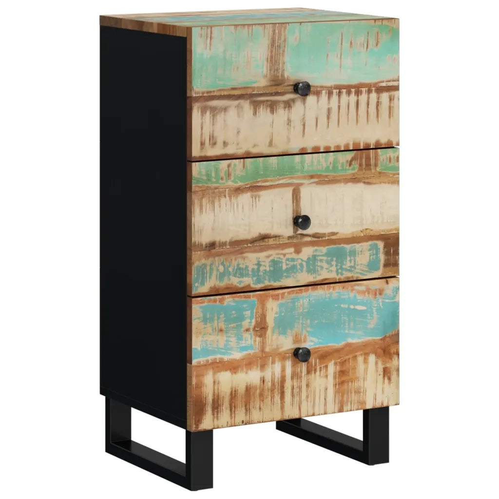 Credenza con 3 Cassetti 40x33,5x75cm Legno Massello di Recupero 352907